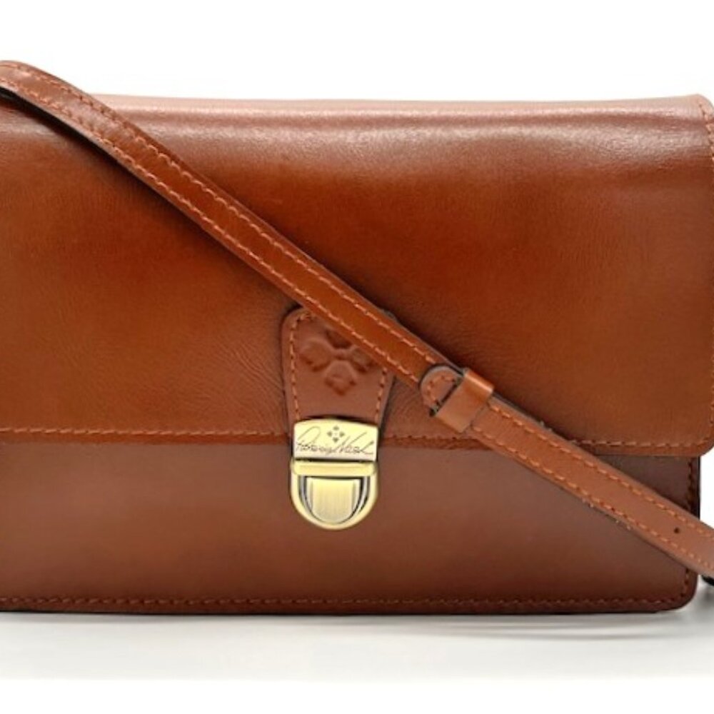 Patricia Nash Lanza Leather Crossbody Clutch Bag, Tan - NEW